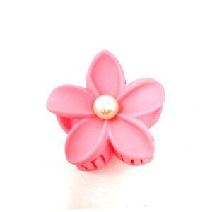 1.5" Matte Pink Mini Plumeria Hair Claw Clip Hawaii Tropical Accessory